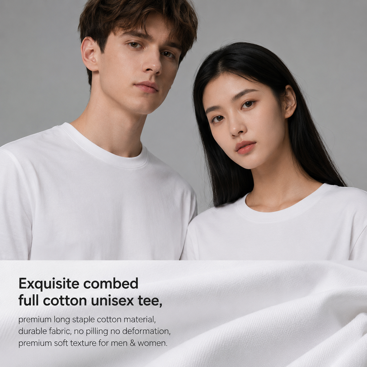 2 Pack Adult Solid Color T-Shirts 180GSM 100% Pure Cotton, High Absorbent Breathable Soft Irritation Free Basic Tee Shirts Ideal for Sensitive Skin